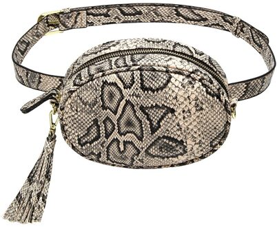 Snake Huid Taille Tas Vrouwen Mode Ronde Fanny Pack Dames Pu Lederen Reizen Heuptas Crossbody Hip Hop Borst Packs khaki