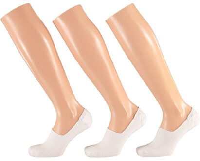 Sneaker enkelsokken met siliconen hiel - wit - voor dames - 3x stuks pak - maat 36-41