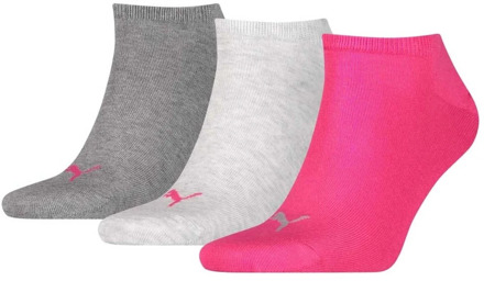 sneaker plain 3p - Sportsokken - Volwassenen - middle grey melange / pink - 35-38