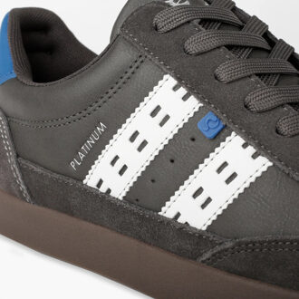 Sneaker platinum middengrijs/koningsblauw/wit - maat 44