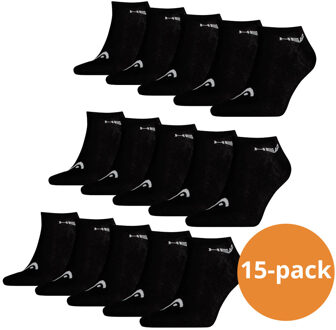 Sneaker sokken - Unisex Sneakersokken -  15 paar Zwarte Sokken - Maat 35/38