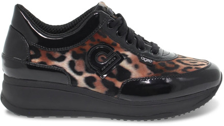 Sneakers voor dames in lakleer Rucoline , Black , Dames - 38 EU