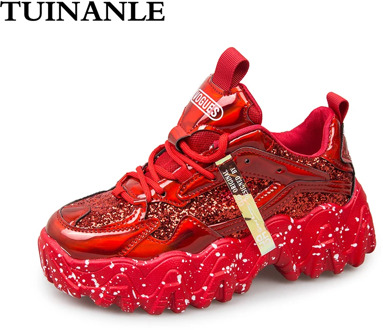 Sneakers Women Autumn 2020 Fashion Sequined Cloth Bling Breathable Round Toe Leisure Chunky Women Shoes Tenis Feminino TUINANLE