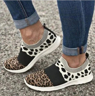 Sneakers Women Shoes New Fashion Lightweight Knitted Casual Shoes Woman Breathable Mesh Shoes Female Leopard Tenis Feminino