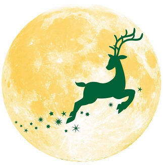 Sneeuwbal Muursticker Glow In The Dark Night Kerst Thuis Herten Lichtgevende Muur Sticker Kerstman Fawn Fluorescerende Maancyclus