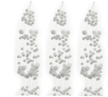 Sneeuwballen slinger - 6x stuks - wit - 78 cm - polyester - sneeuwversiering - slingers
