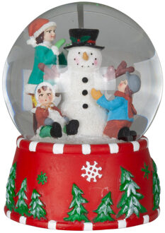 Sneeuwbol/snowglobe - rood - met kerstman - 15 cm - met muziek