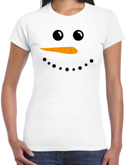 Sneeuwpop Kerst t-shirt - wit - dames - verkleedkleding XS