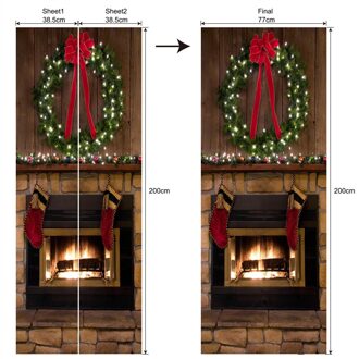 Sneeuwpop Kerstman Deur Sticker 3D Thuis Diy Decoratie Kerst Krans Oven-Patroon Wallpapers 38.5x200cm