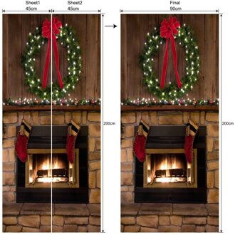 Sneeuwpop Kerstman Deur Sticker 3D Thuis Diy Decoratie Kerst Krans Oven-Patroon Wallpapers 45x200cm