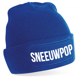 Sneeuwpop muts - unisex - one size - blauw - apres-ski muts One size