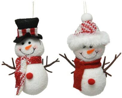 Sneeuwpop polyester met muts 14cm