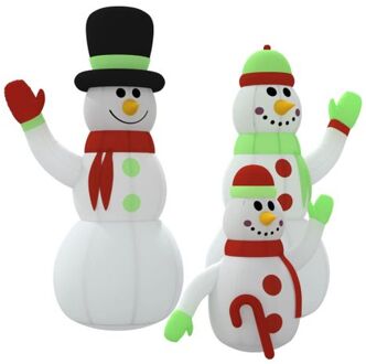 Sneeuwpopfamilie opblaasbaar met LED's 360 cm