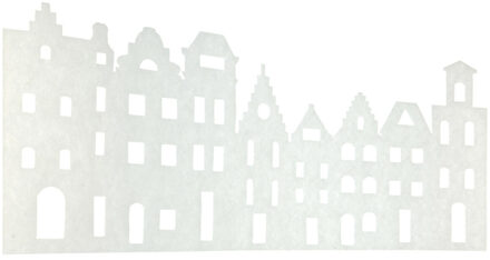 Sneeuwrand geveltjes/huisjes - wit - 125 x 24 cm - polyester - sneeuwversiering