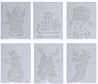 Sneeuwsjablonen voor kerstmis 6 stuks type 1 Wit