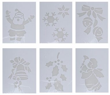Sneeuwsjablonen voor kerstmis 6 stuks type 2 Wit