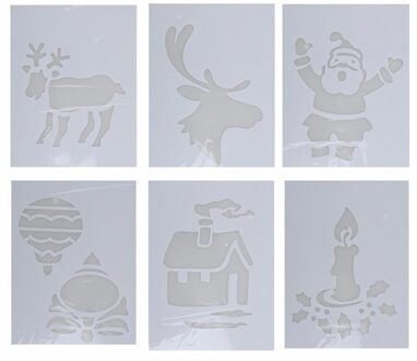 Sneeuwsjablonen voor kerstmis 6 stuks type 3 Wit