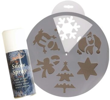 Sneeuwspray kerst raamsjablonen 6 stuks met sneeuwspray - Kerst raamsjablonen Wit