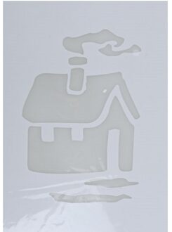 Sneeuwspray kerst raamsjablonen kerst huisjes plaatjes 35 cm - Kerst raamsjablonen Wit