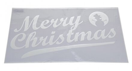 Sneeuwspray kerst raamsjablonen Merry Christmas tekst 54 cm - Kerst raamsjablonen Wit