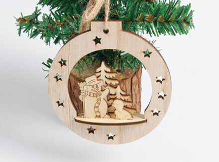 Sneeuwvlok Houten Versieringen Rustieke Vrolijk Kerstboom Opknoping Ornament Hanger Xmas Decoraties voor Huis bal