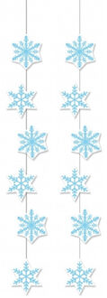 Sneeuwvlokken decoratie slinger 108 cm - 2x stuks - Feestslinger van brandvertragend papier - Winter
