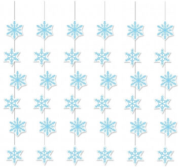 Sneeuwvlokken decoratie slinger 108 cm - 6x - Feestslinger van brandvertragend papier - Winter thema