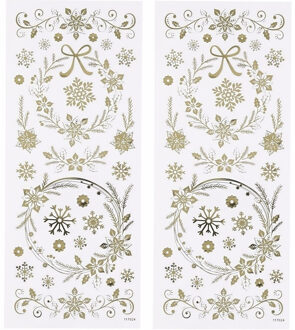 Sneeuwvlokken Stickervel - 58x gouden stickers - kerst decoraties