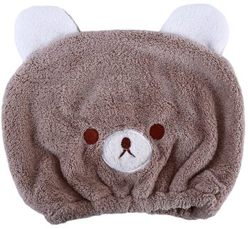 Snel Droog Haar Hoed Kinderen Microfiber Haar Tulband Gewikkeld Handdoek Badmuts Beer Droog Haar Cap Absorberende Dik Haar khaki