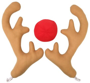 Snel ! Rendier Decor Auto Voertuig Neus Hoorn Kostuum Set Rudolf Rendier Gewei Rode Neus Ornamenten Elanden Gewei 3stk