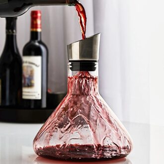 Snelle Ademhaling Wijn Decanter Met Rvs Beluchter Loodvrij 100% Hand Bruin Glas Wijn Karaf Voor Rode Wijnen
