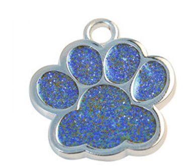 Snelle Levering Leuke Mini Shine Poot Hond Kat Id Naam Tags Huisdier Sieraden Ketting Dierbenodigdheden Diameter 27Mm Hond accessoires Blauw