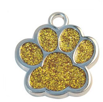 Snelle Levering Leuke Mini Shine Poot Hond Kat Id Naam Tags Huisdier Sieraden Ketting Dierbenodigdheden Diameter 27Mm Hond accessoires Goud