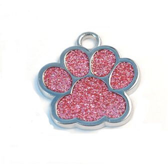 Snelle Levering Leuke Mini Shine Poot Hond Kat Id Naam Tags Huisdier Sieraden Ketting Dierbenodigdheden Diameter 27Mm Hond accessoires Roze