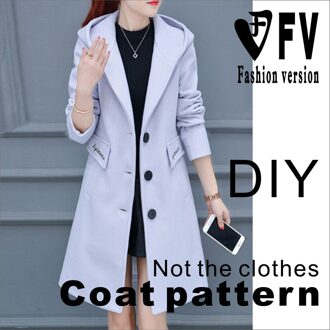 Snijden Patroon Vrouwen Hooded Toevallige Jas Jas Patroon 1:1 Kleding Tekening BFY-177 Size 5XL