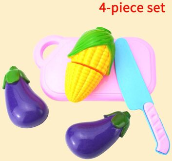 Snijden Speelgoed Spelen Snijden Voedsel Keuken Speelgoed Snijden Fruit Groenten Pretend Voedsel Speeltoestel Vroege Ontwikkeling Leren Speelgoed 4stk Eggplant
