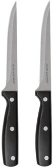 snijmes/keukenmes Essential - 2x stuks - RVS - zwart - 28 cm