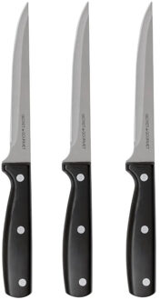 snijmes/keukenmes Essential - 3x stuks - RVS - zwart - 28 cm