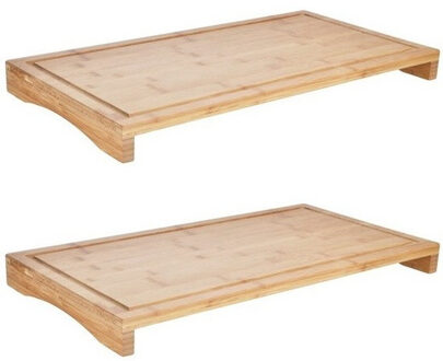 Snijplank - 2x - bamboe hout - 4,3 x 28 x 54 cm - keukengerei
