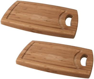 Snijplank - 2x - bamboe - rechthoekig - met rand - 29 cm - met handvat