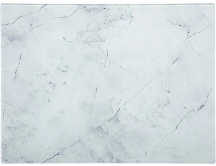 snijplank - glas - wit met marmer print - 40 x 30 cm - Serveerplank - Keuken