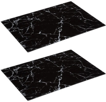 Snijplank marmer print - 2x - glas - 40 x 30 cm - serveerplank/hapjes plank