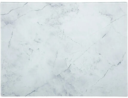 Snijplank rechthoek wit met marmer print 40 x 30 cm van glas - Snijplanken