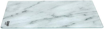 snijplank/serveerplank van glas - rechthoek - wit met marmer print - 40 x 30 cm