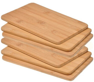 Snijplanken - 6x - 22 x 14 cm - bamboe hout - broodplanken