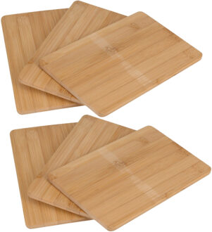 Snijplanken/broodplanken bamboe hout - set van 6x - rechthoekig - 22 x 15 cm