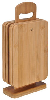 Snijplanken set - 7-Delig - hout - met snijplank houder - 31 cm