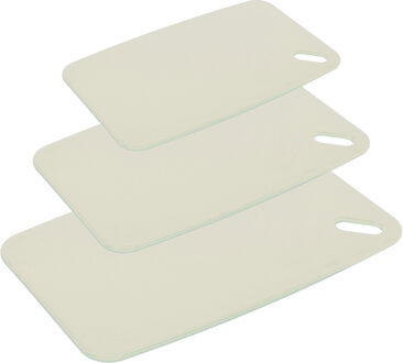 Snijplanken - set van 3 - kunststof - creme wit - 24/30/35 cm - Snijplanken