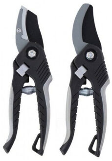 Snoeischaren - 2x st - grijs - 20 cm - tuingereedschap heggenscharen - snoeien