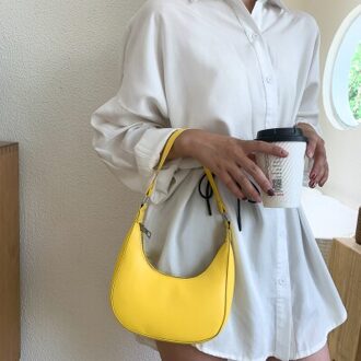 Snoep Kleur Kleine Schouder Dumplings Tassen Voor Vrouwen Bolsa Feminina Lederen Crossbody Tas Vrouwen Handtassen En Portemonnee geel groot